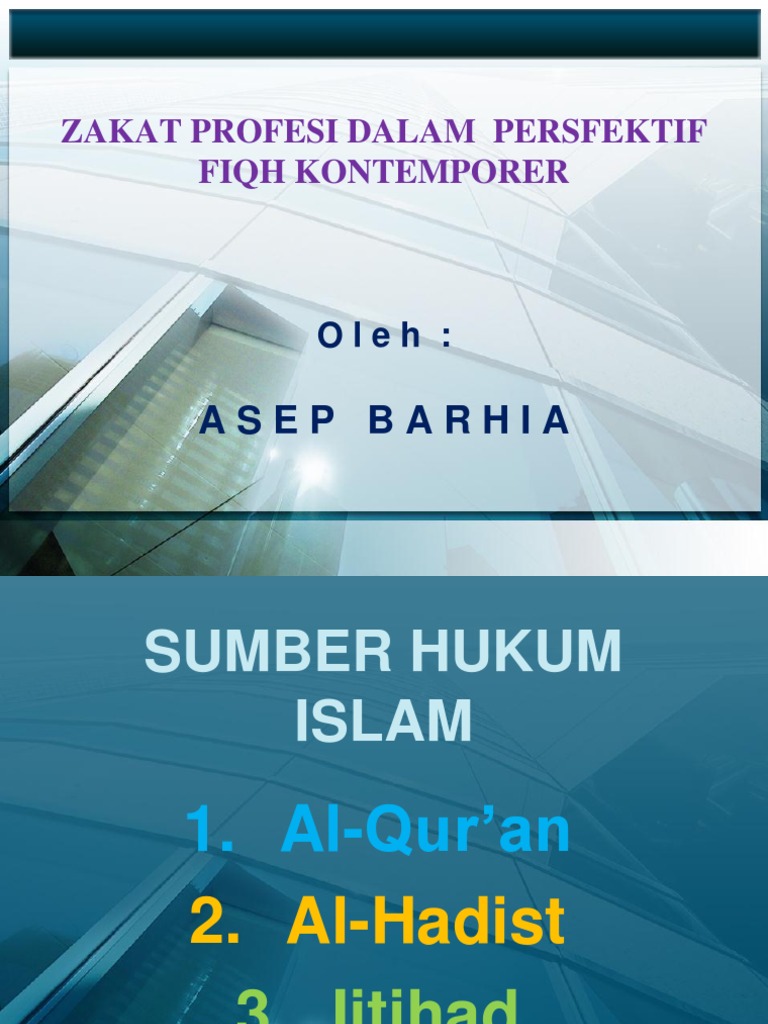 Zakat Profesi Dalam Persfektif Fiqh Kontemporer