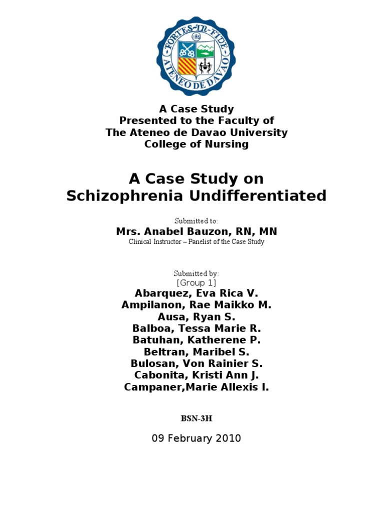 case study on schizophrenia disorder