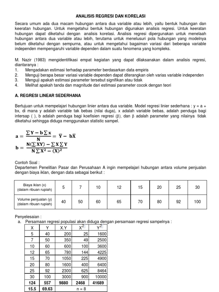 Contoh Soal Analisis Regresi Dan Korelasi Berbagai Contoh