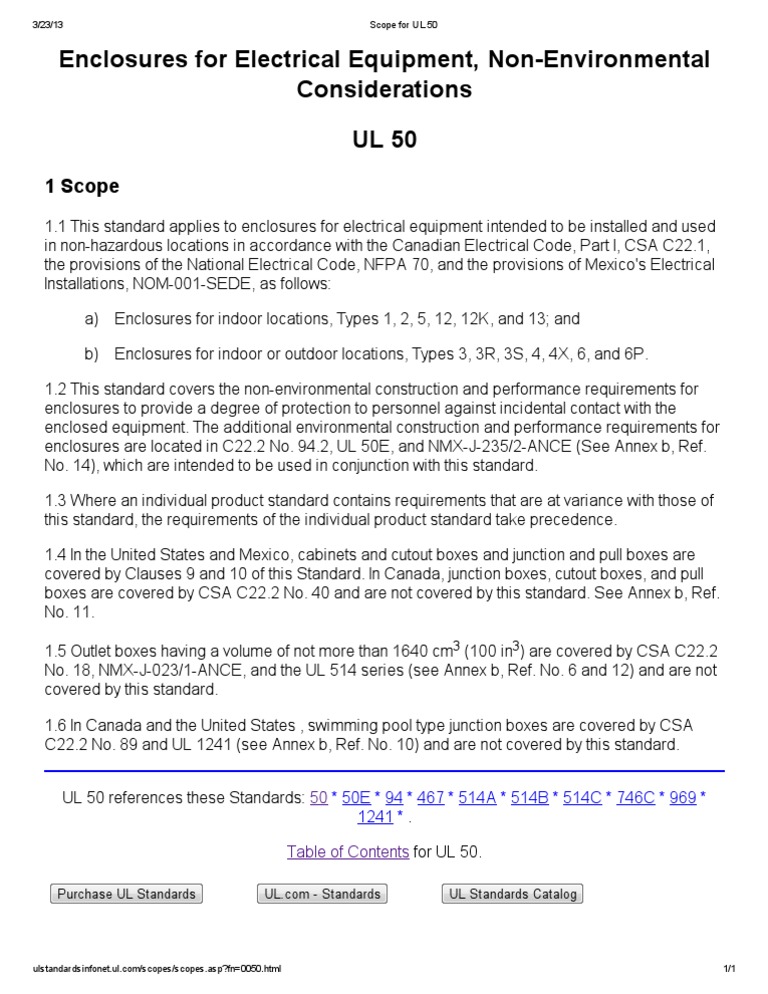 UL 50 Standard Overview | PDF | Law