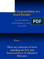 Duties and Responsibilities of A Board Member: by Alexis Molinares Alexis Molinares & Associates For Cara