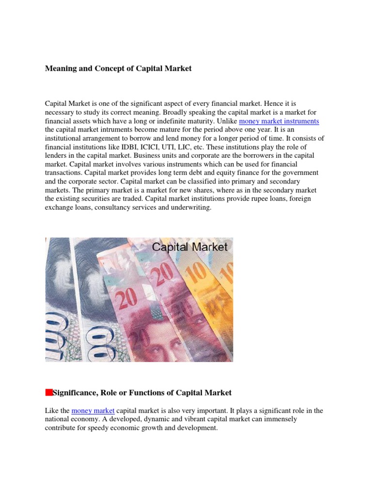 Understanding Capital Market Functions | PDF | Financial Markets ...