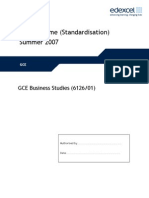 Mark Scheme (Standardisation) Summer 2007: GCE Business Studies (6126/01)