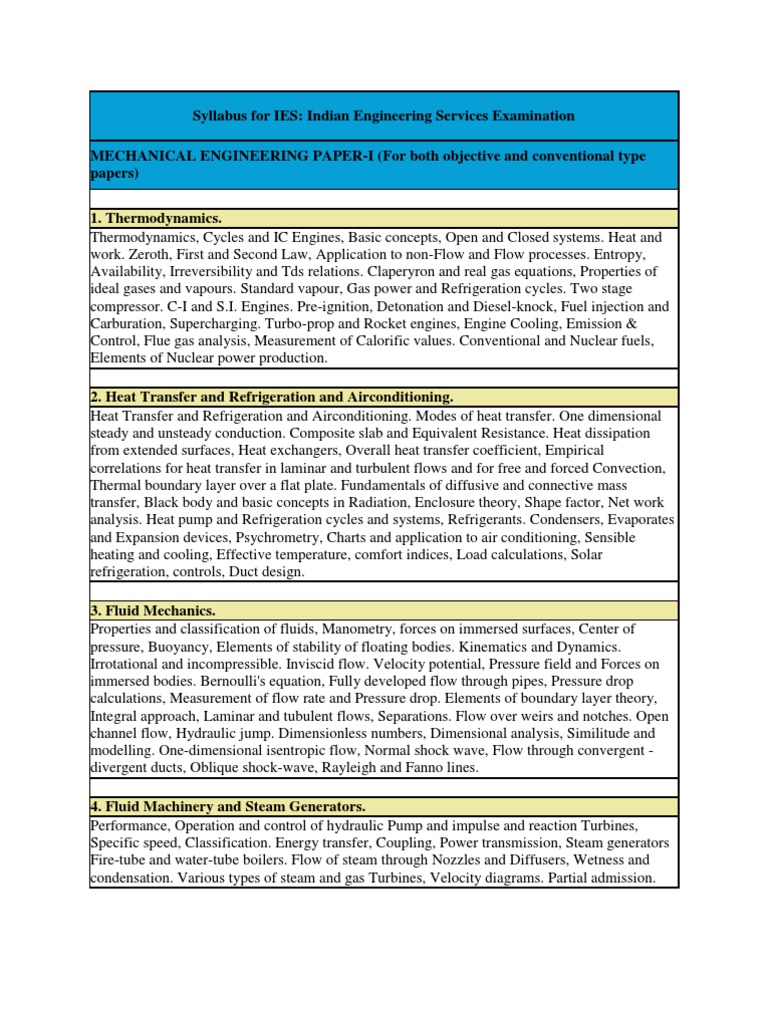 IES Syllabus | PDF | Fluid Dynamics | Heat Transfer