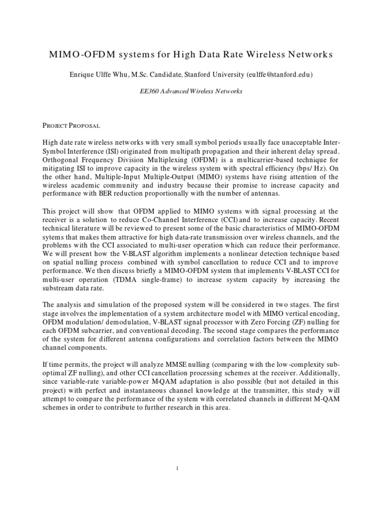 MIMO-OFDM Systems For High Data Rate Wireless Networks | PDF