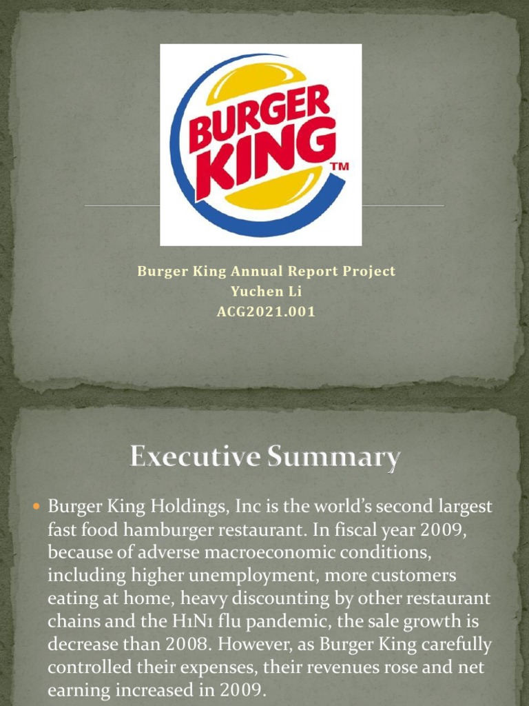 Burger King Case Study Pdf Equity Finance Revenue