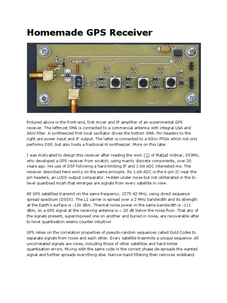 Homemade GPS Receiver PDF Global Positioning System Field Programmable Gate Array