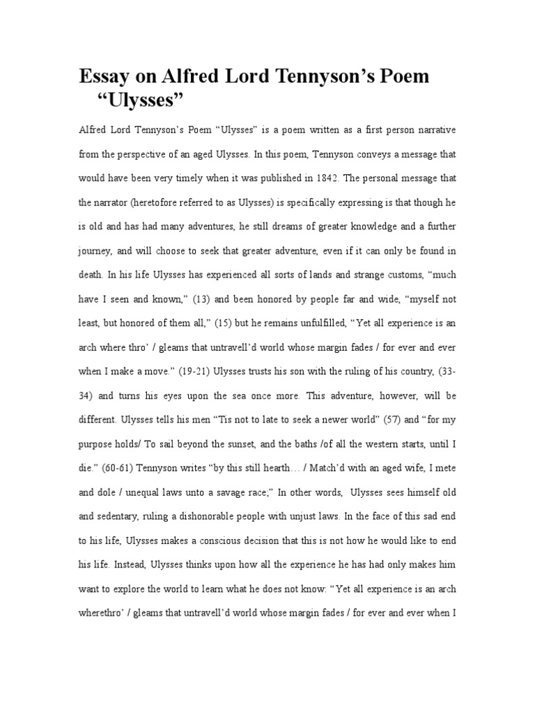 An Exploration of Tennyson's Portrayal of Ulysses' Relentless Pursuit