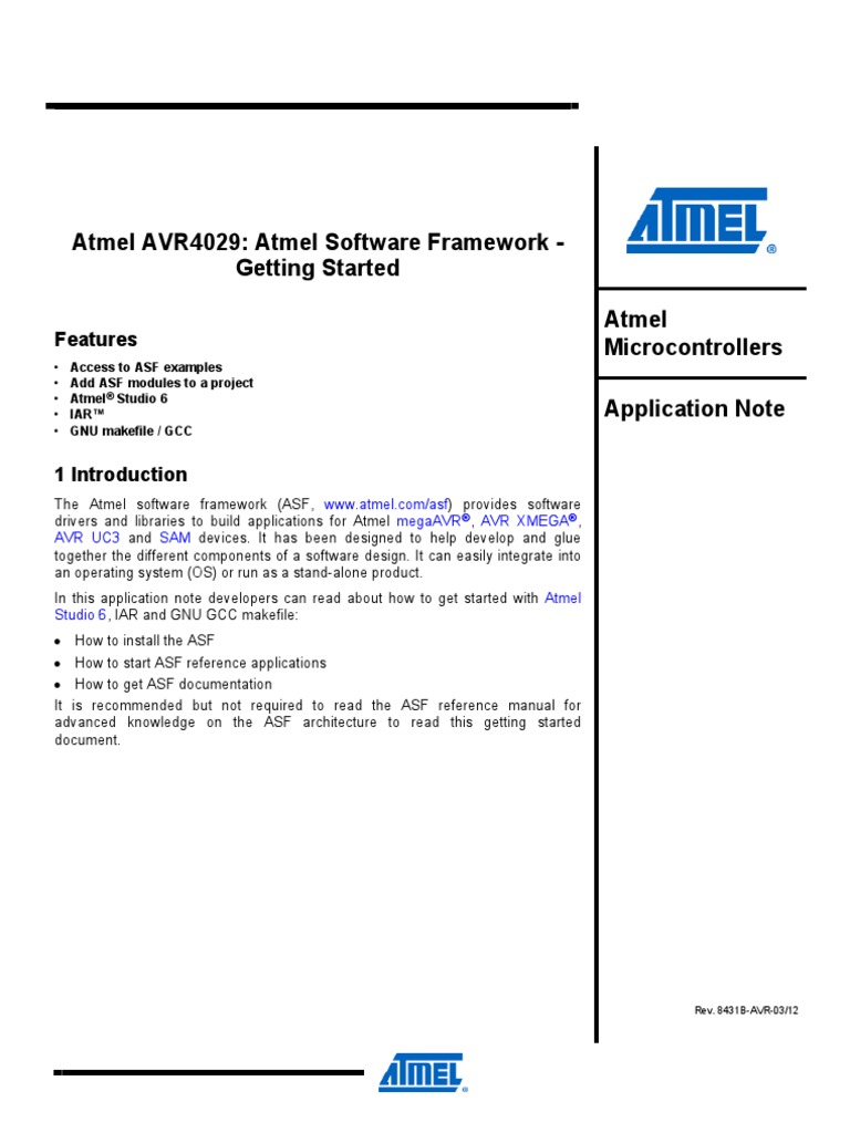 (AVR4029) Atmel Software Framework - Getting Started | PDF | Computer ...