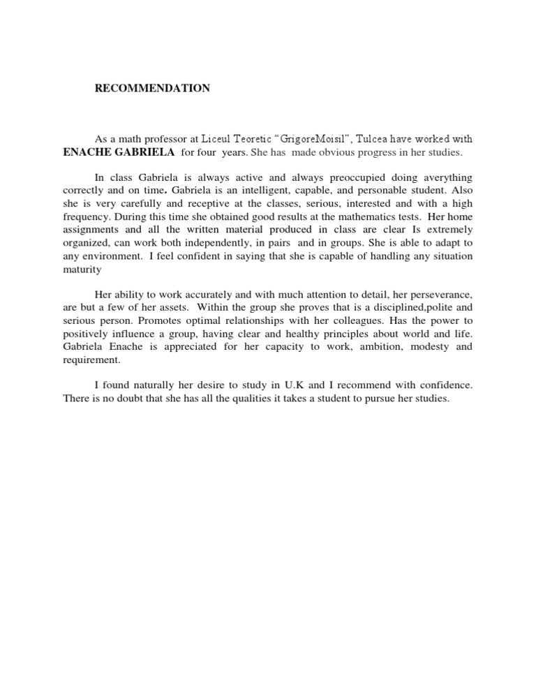 Recommendation: Her Home Assignments and All The Written Material ...