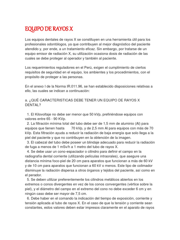 Equipo de Rayos X Teoria | Descargar gratis PDF | Rayo X | Radiografía
