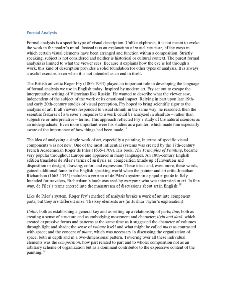 what does formal analysis mean in art
