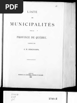 List Of Municipalities In The Province Of Quebec 1886