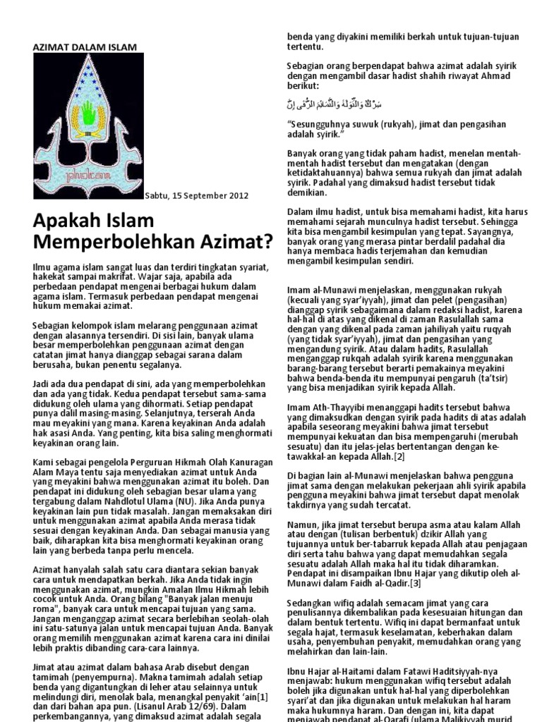 Azimat dalam Perspektif Islam | PDF | Pengembangan Diri | Agama ...