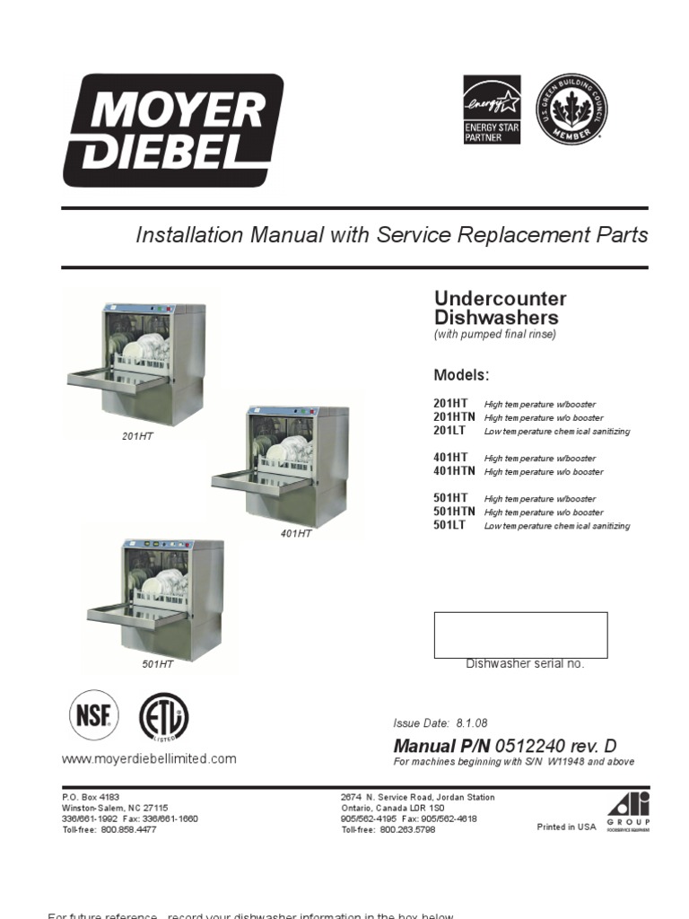 201HT0512240Undercounter Dishwasher Installation Manual With