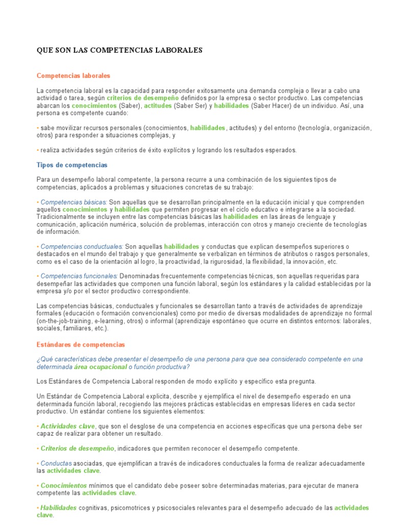 Definición y Tipos de Competencias Laborales | PDF | Recursos humanos ...