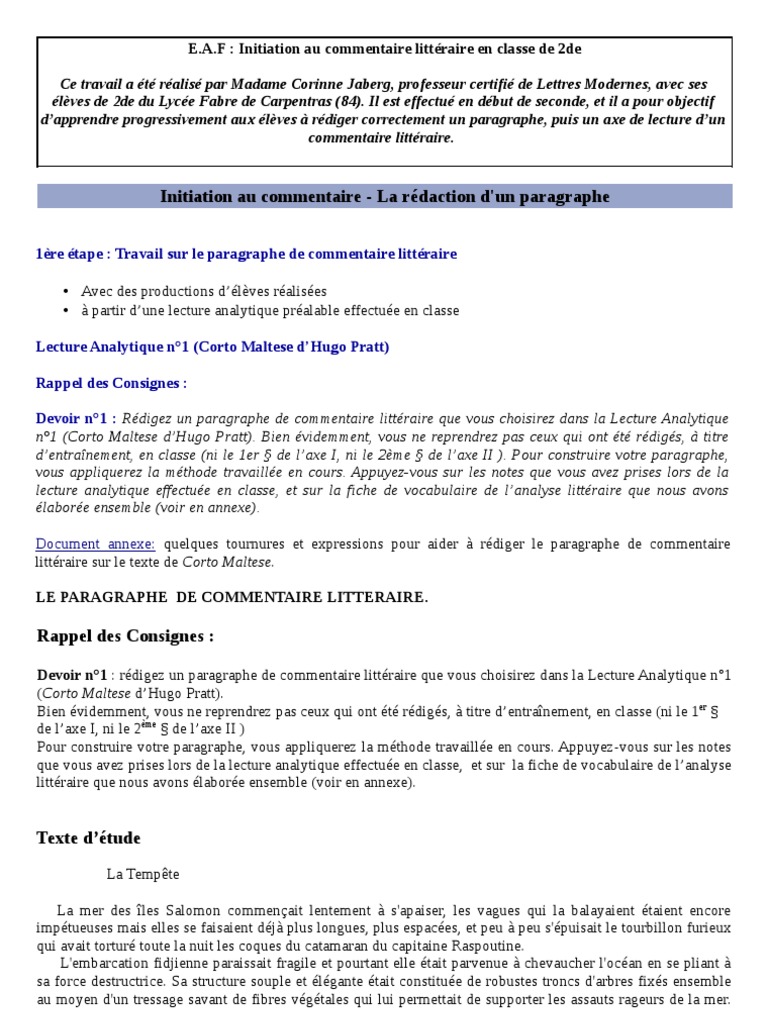 commentaire-litteraire-2de