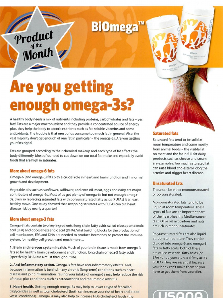 USANA Biomega Fish Oil PDF PDF Omega 3 Fatty Acid Fish Oil