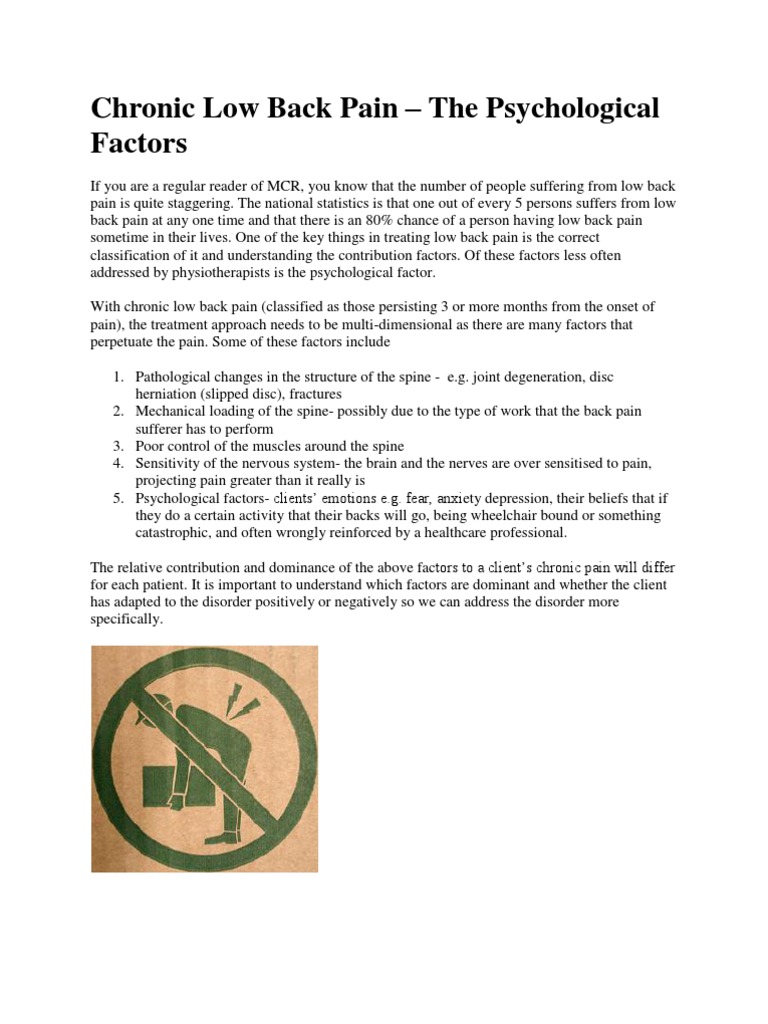 Psychological Factors in Chronic Back Pain | PDF | Back Pain | Low Back ...
