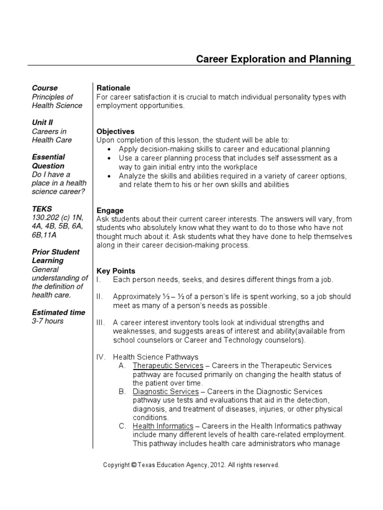 Career Exploration and Planning Health Care Public Health