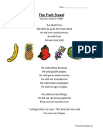 Fruit Stand First Grade Reading Comprehension Worksheet