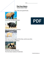 The Four Bears First Grade Reading Comprehension Worksheet