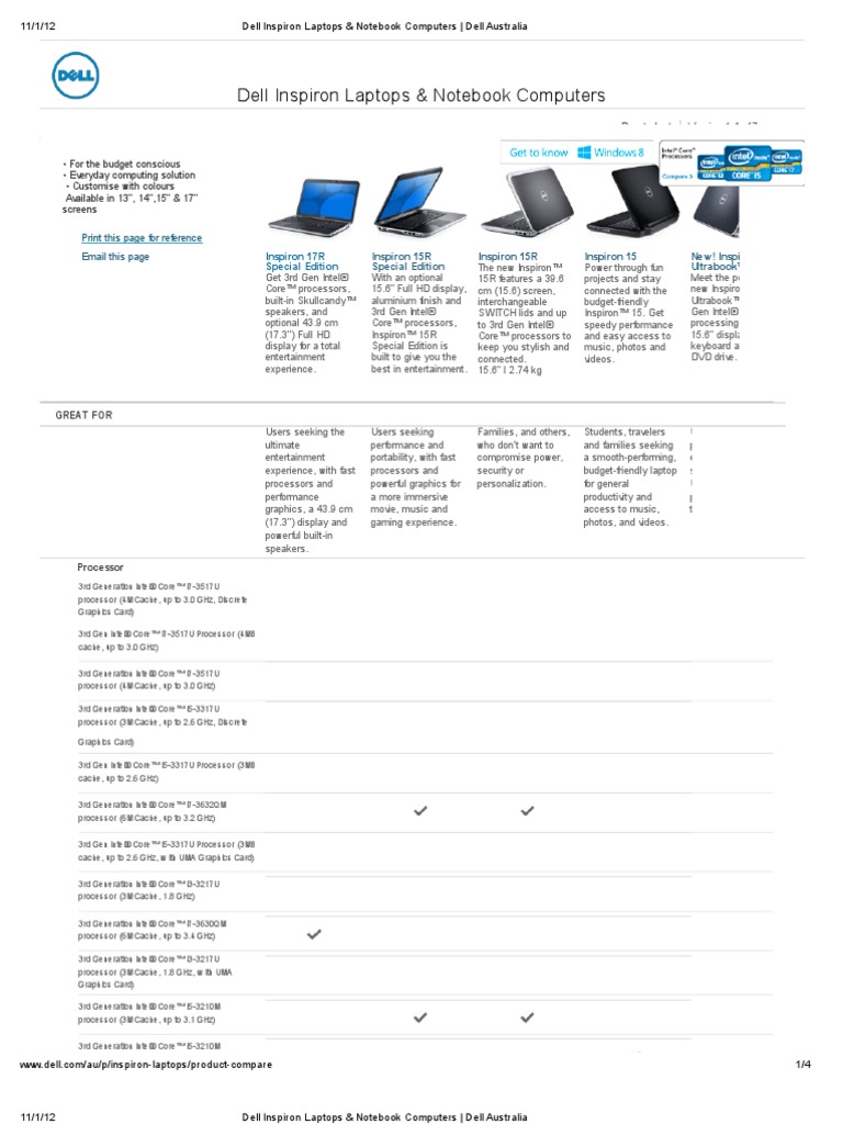 Dell Inspiron Laptops & Notebook Computers - Dell Australia PDF | PDF ...