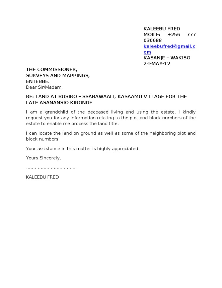 Request for Land Plot Information | PDF