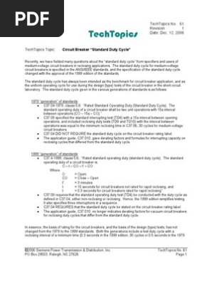 Circuit Breaker Duty Cycle