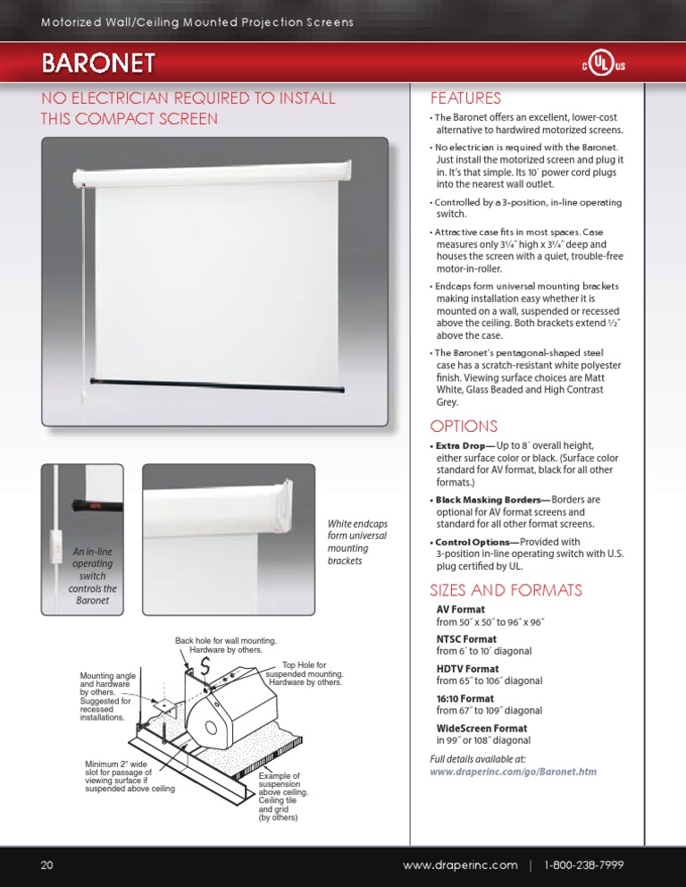 Baronet Motorized Projection Screen | PDF