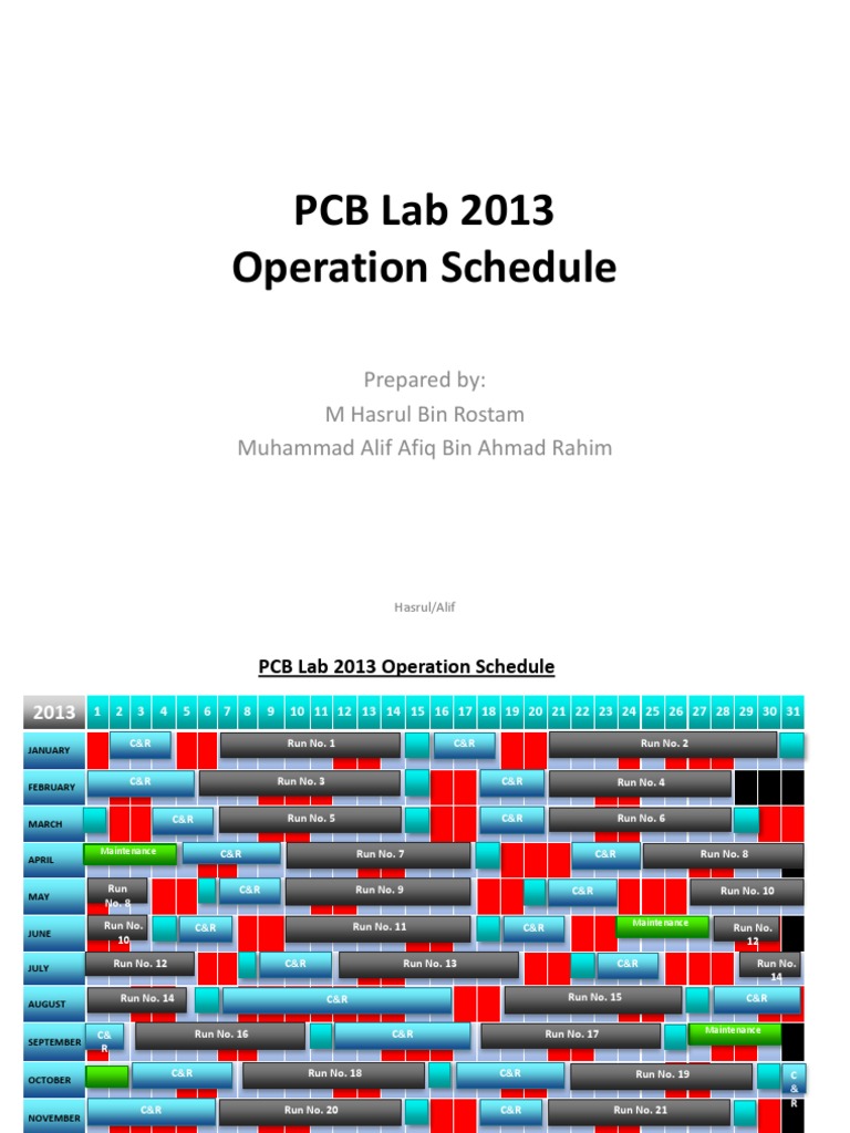 PCB Lab 2013 Operation Schedule | PDF