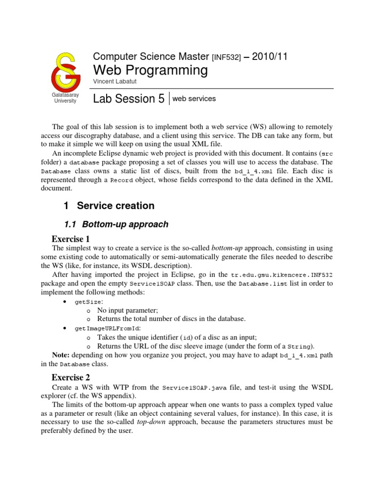 Web Services Lab for INF532 Course | PDF | Xml Schema | Class (Computer ...