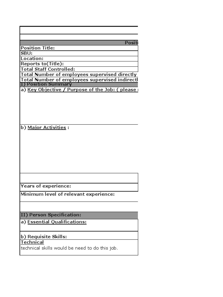 Job Position Description Template | PDF