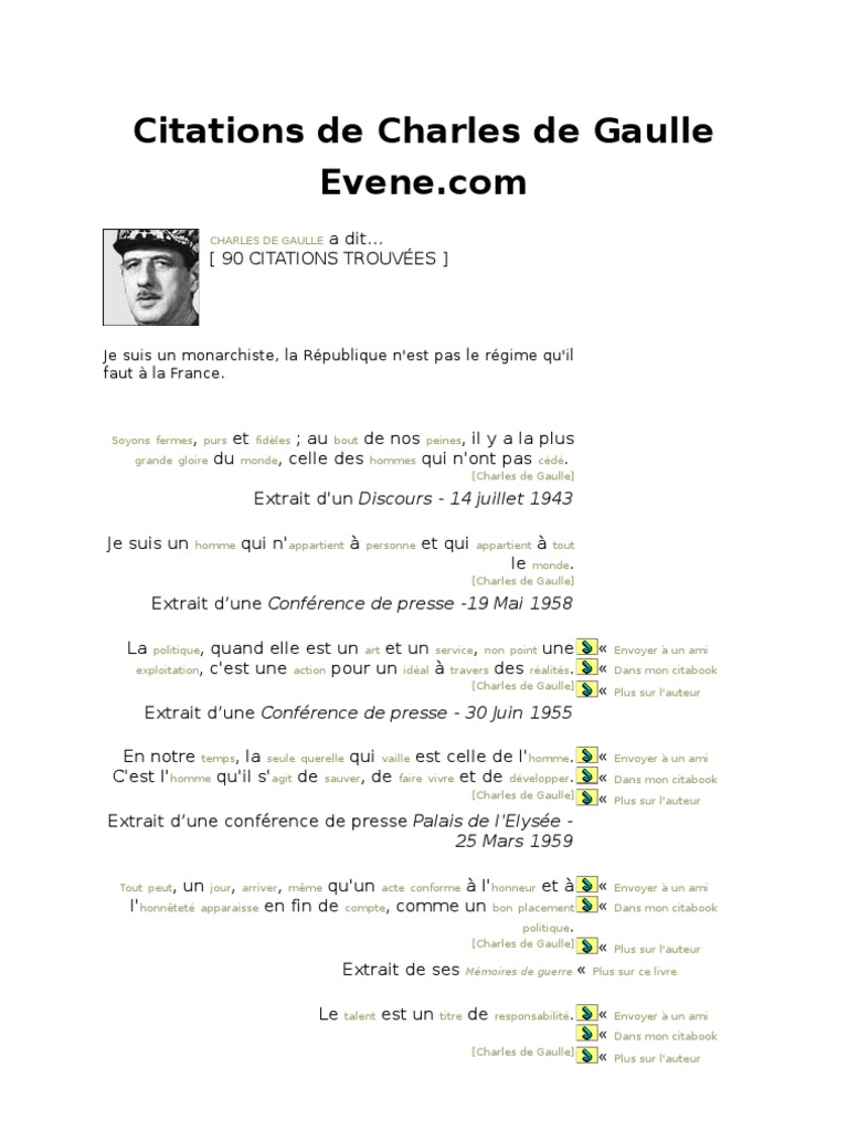 Citations De Charles De Gaulle Charles De Gaulle