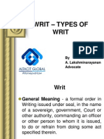 Writ - Types of Writ: by A. Lakshminarayanan Advocate
