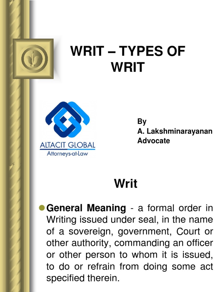 Understanding Indian Legal Writs | PDF | Habeas Corpus | Writ