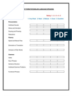 Checklist Form For English Language Speaking