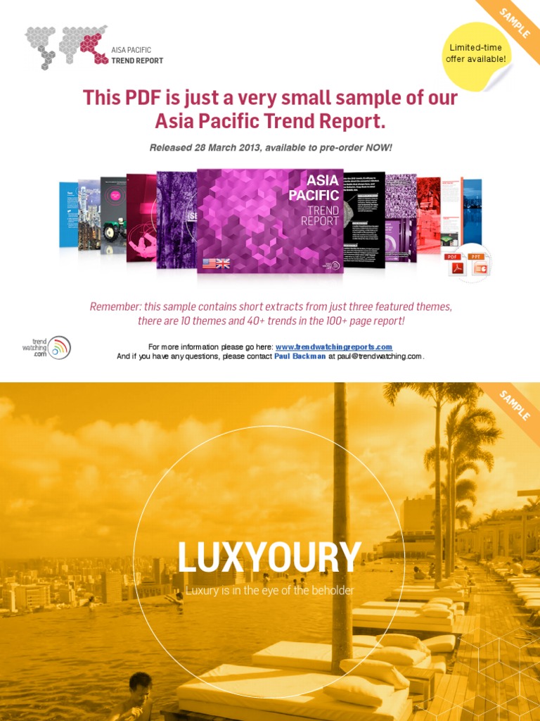 Asia Pacific Trend Report Sample | PDF | Luxury Goods | Consumerism