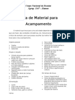 Lista de Material para Acampamento