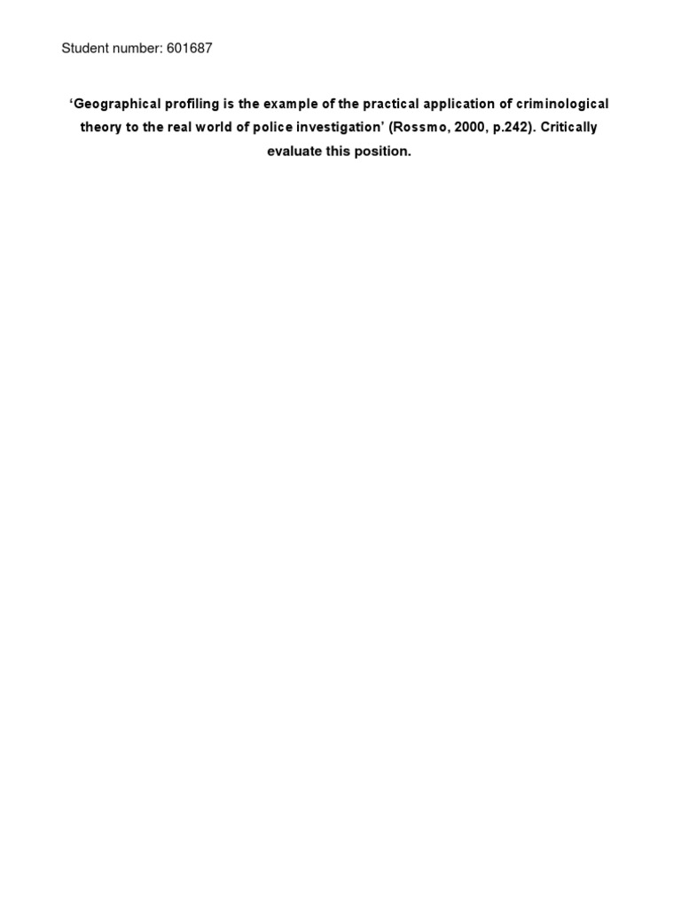 The Practical Application of Geographical Profiling - An Essay ...