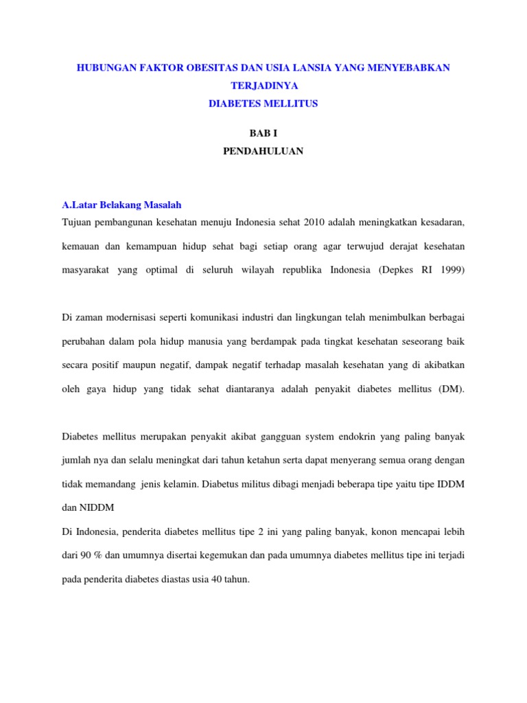 Hubungan Faktor Obesitas Dan Usia Lansia Yang Menyebabkan