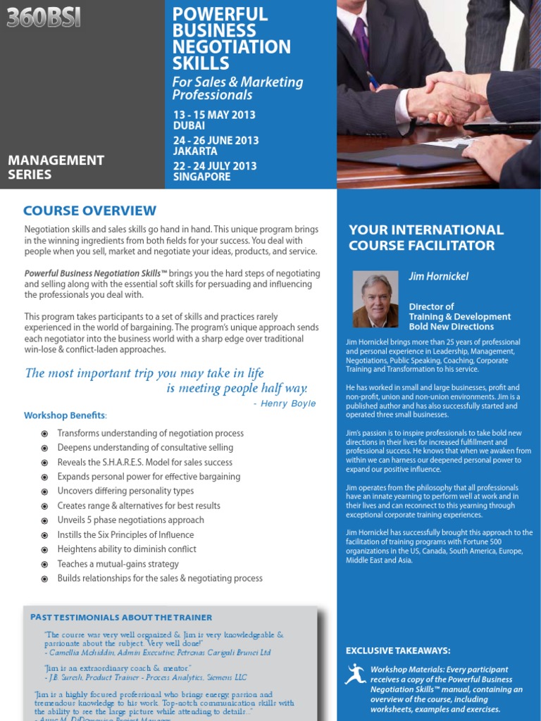 Powerful Business Negotiation Skills For Sales & Marketing ...