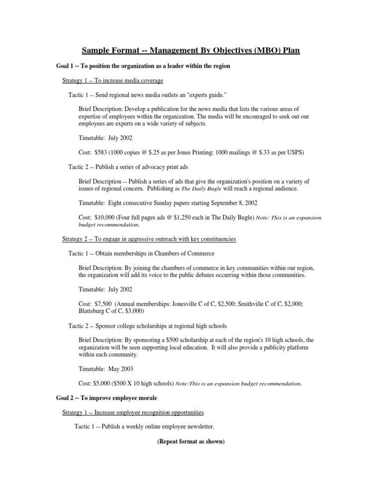 MBO Plan for Organizational Leadership | PDF