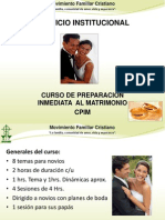 CURSO DE PREPARACIÓN INMEDIATA AL MATRIMONIO (CPIM).
