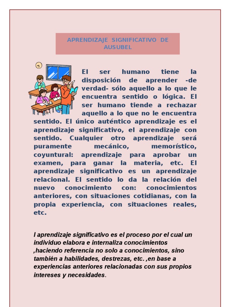 Aprendizaje Significativo según Ausubel | PDF | Crecimiento personal y ...