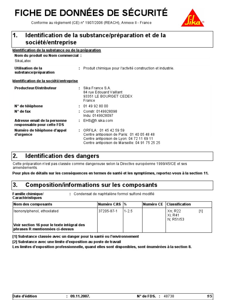 SIKALATEX-FDS.pdf | Lutte contre l'incendie | Ventilation (Architecture)