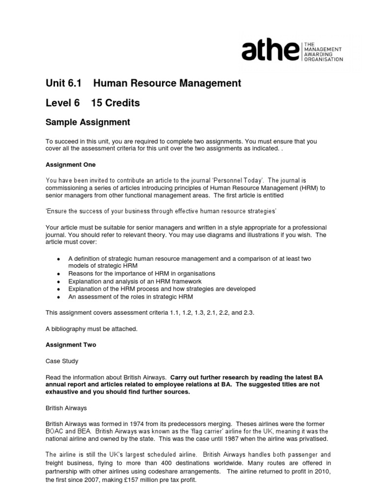 human resource management level 4 assignment