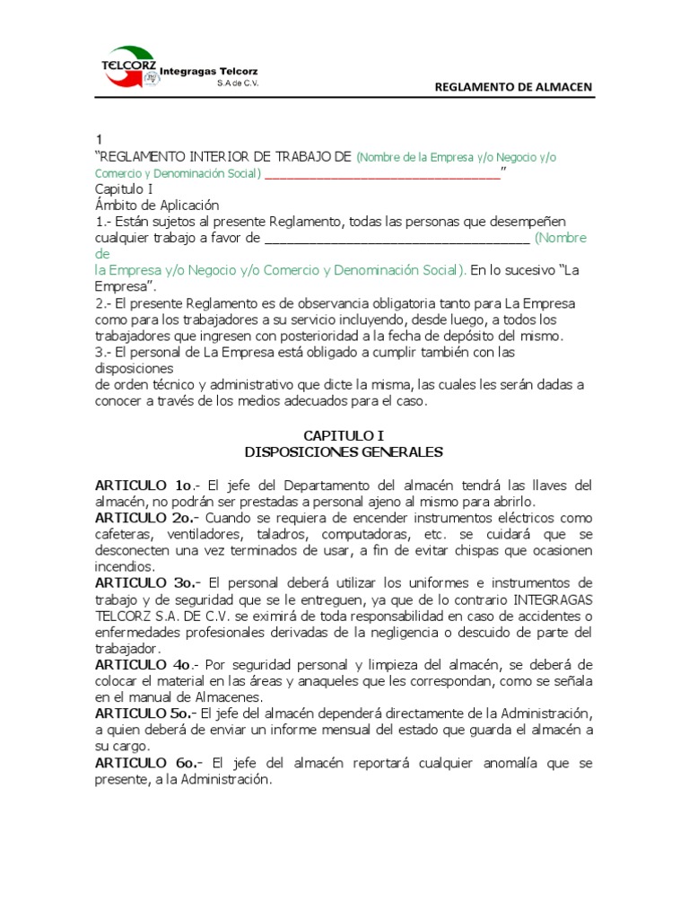 Reglamento de Almacen | PDF | Business