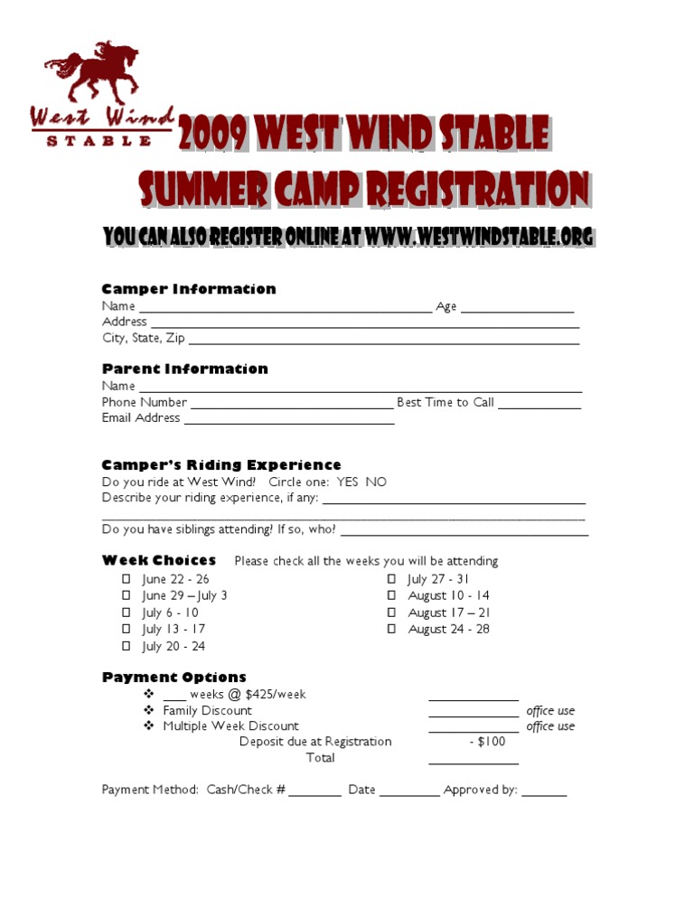 Camp Registration 2009 | PDF | Business