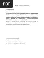 Carta de Recomendacion Laboral